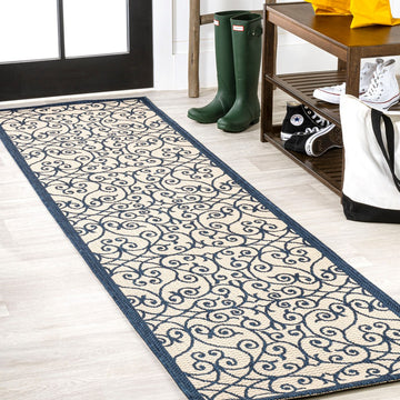 Madrid Vintage Filigree Textured Weave Indoor/outdoor Runner Rug